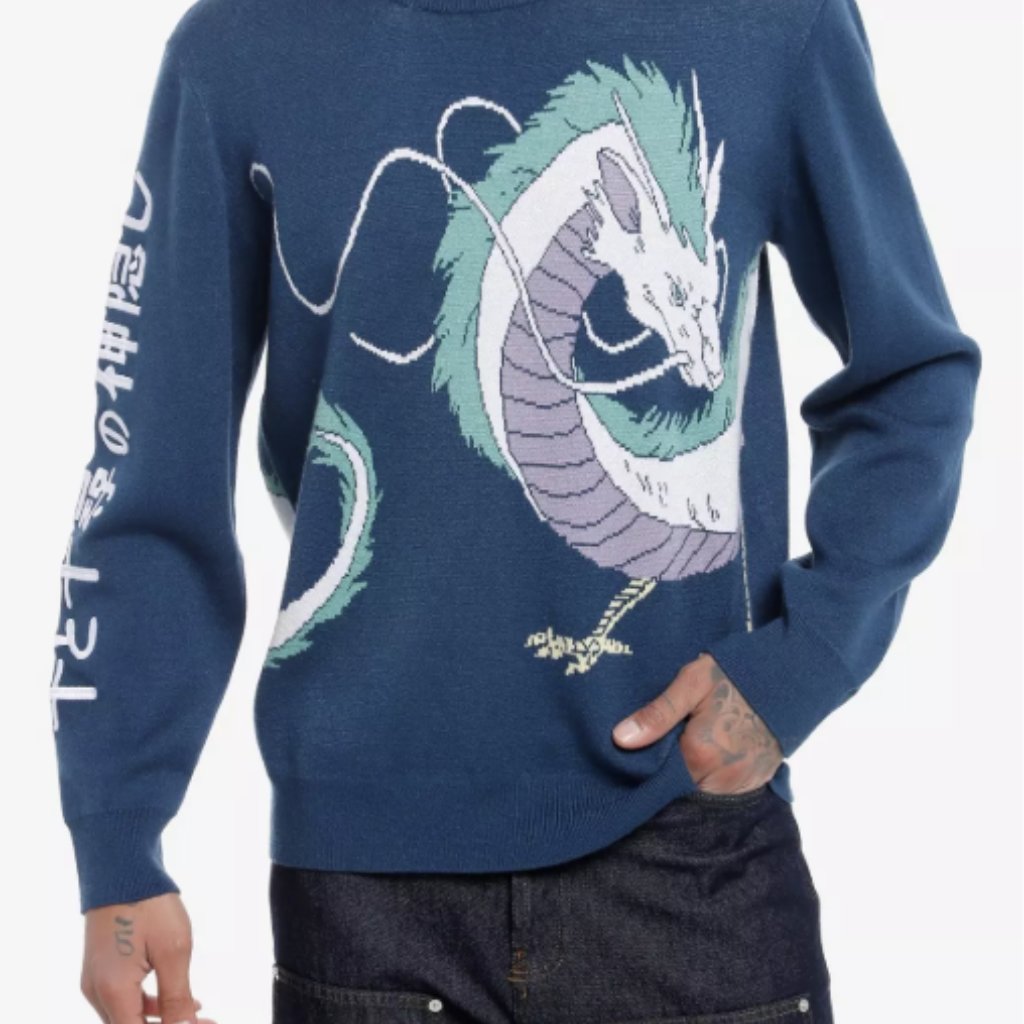Studio Ghibli Spirited Away Haku Dragon Knit Sweater Xl